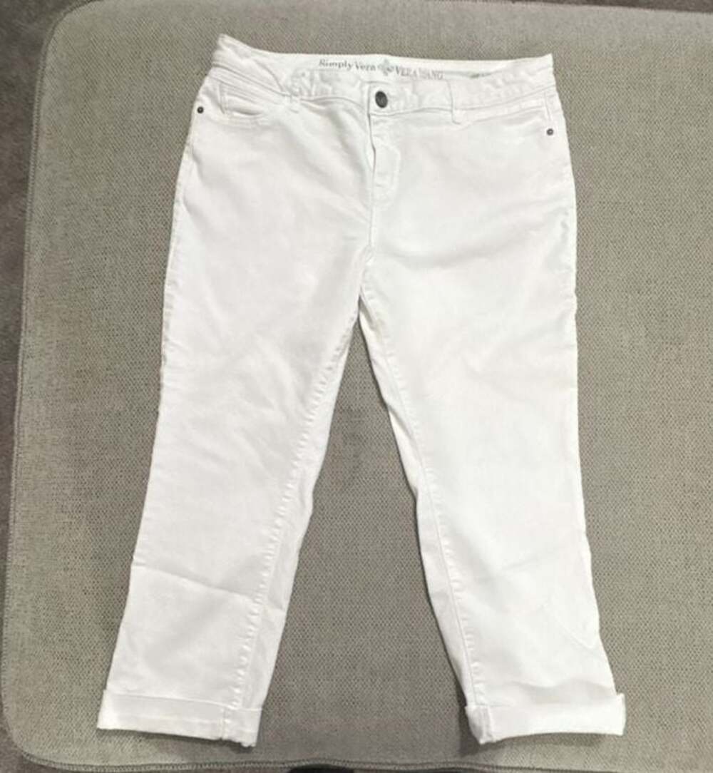 Simply Vera Vera Wang Women's White Roll Cuff Capri Jeans Size 14
